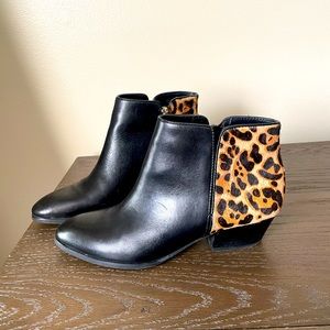 Black and leopard booties